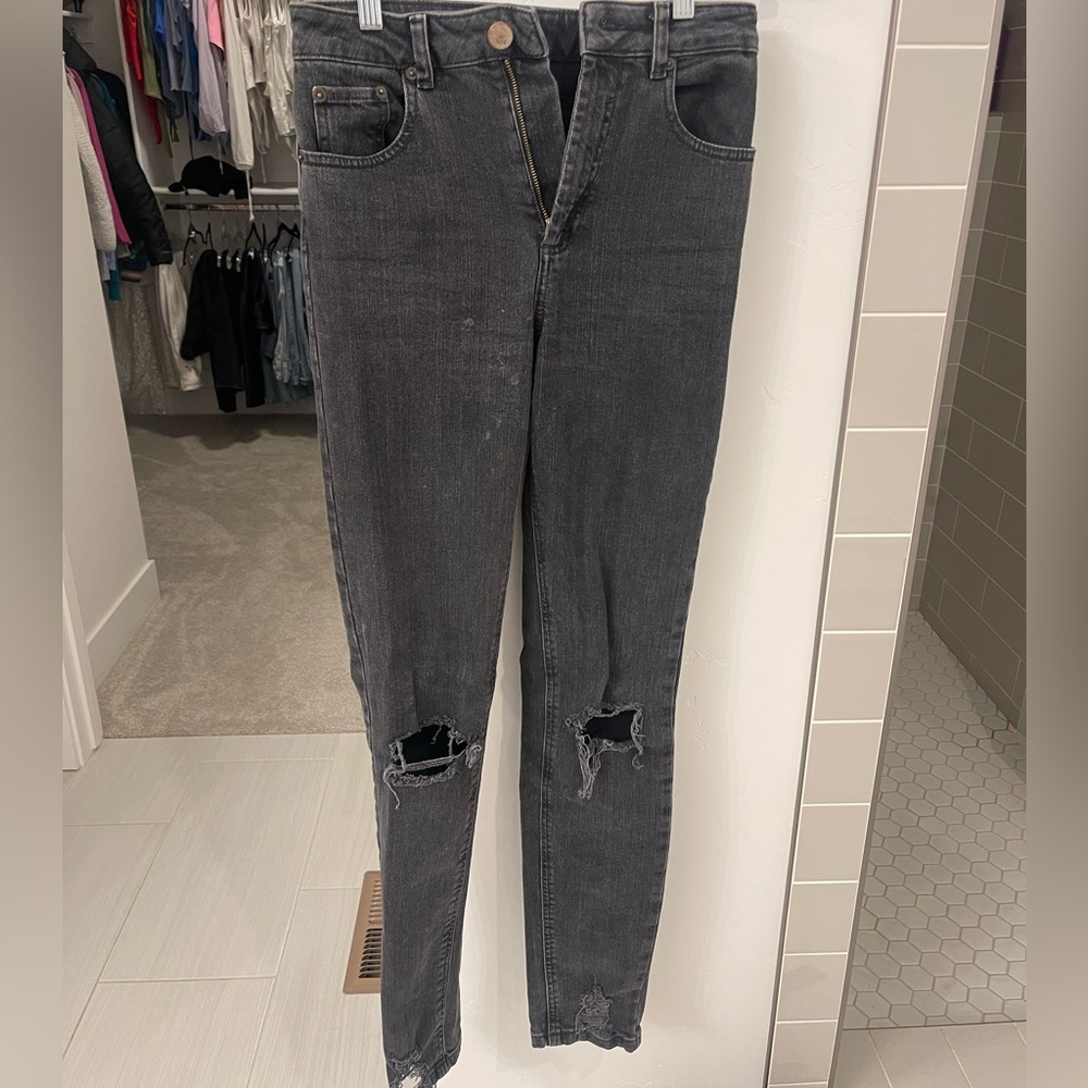 ASOS long black distressed jeans